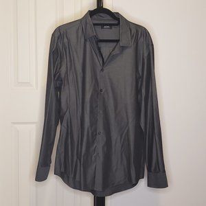 Men's Alfani Gray Regular Fit Long Sleeve Shirt Large